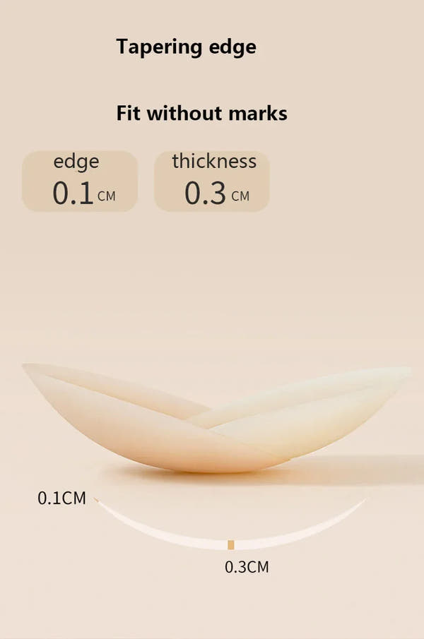 Measurement chart showing tapering edge and fit without marks on a beige background