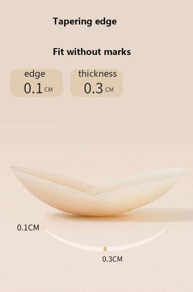 Measurement chart showing tapering edge and fit without marks on a beige background